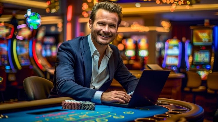 Panel kontrol taruhan Wild West Gold menunjukkan slider penyesuaian taruhan dan tampilan saldo real-time